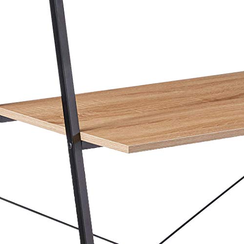 Offex Home Office Black Ladder Steel Frame Desk with Wooden Bookcase Above - Thumbnail 6