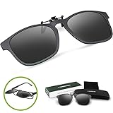 Torege Polarized Clip-on Flip up Rubber Clip Sunglasses Lenses With EMS-TR90 Frame For Driving Cycling Fishing T004