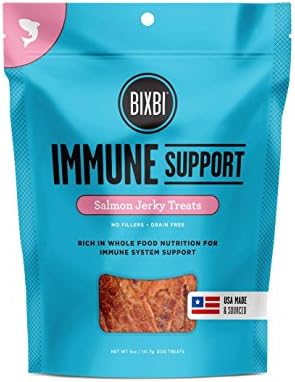 BIXBI Immune Support Dog Jerky Treats, Salmon, 5 Ounce