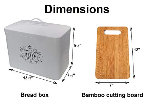 Metal bread box + cutting board. Storage bin kitchen decor. Kitchen storage container. breadbox basket. kitchen countertop organizer. Tin box. Premium Present brand.