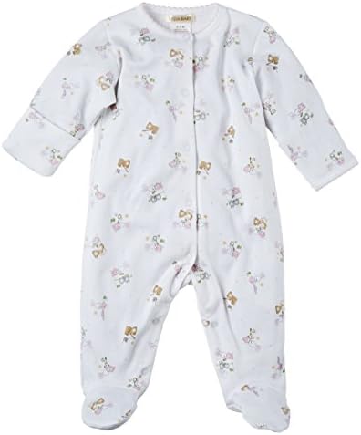 Lyda Designs Baby Girls Soft Comfy 100% Pima Cotton Printed Romper Footie Pajama - Pink (0/3 Months)
