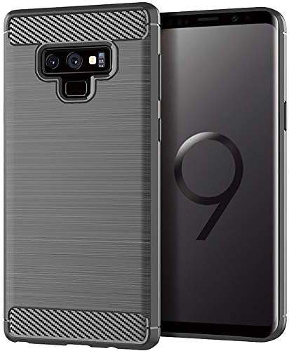 Moment Dextrad for Note 9 Case,Anti-Fingerprint Protective Bumper Soft TPU Cover with Shock-Absorption and Carbon Fiber Design for Samsung Galaxy Note 9 + Stylus (Gray)