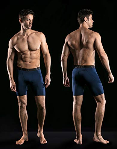 ATHLIO Men's Cool Dry Compression Active Sports Baselayer Shorts, 3pack(bsp06) - Black/Charcoal/Navy, X-Large