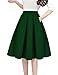 Tandisk Women's Vintage A-line Printed Pleated Flared Midi Skirt with Pockets