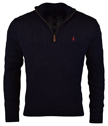 Polo Ralph Lauren Men s Cable-Knit Mock Neck Sweater, M, Hunter Navy