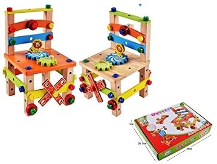 AdiChai Tool Chair Set for Kids - Changed Nut Dissembling Chair --- Eco Friendly Wooden Toys for Kids