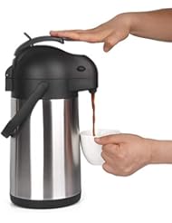 Cresimo 2.2 Liter Airpot Thermal Coffee Carafe/Lever Action/Stainless Steel Insulated Thermos / 12 Hour Heat Retention / 24 Hour Cold Retention