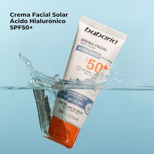 Crema Solar Facial SPF50+ con Ácido Hialurónico 75 ml – Hidratante, Antiarrugas y Antimanchas | Protector Solar 50 Facial UVA UVB e Infrarrojos