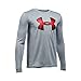 Under Armour Boys' Novelty Big Logo Long Sleeve, Steel (035)/Red, Youth Large