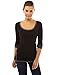 PattyBoutik Women Scoop Neck Side Slit Tunic (Black and Gray Medium)