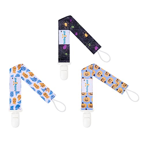 Babygoal Halloween Pacifier Clips, 6 Pack Binky Paci Holder and Leash