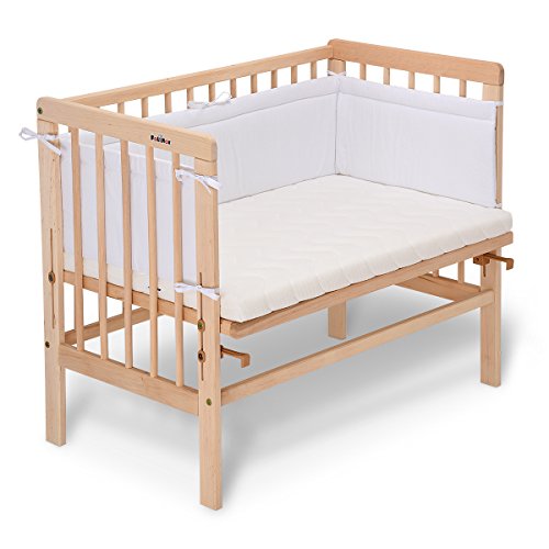 Cuna de colecho Fabimax 2263 con colchón Classic y nido Amelie, natural