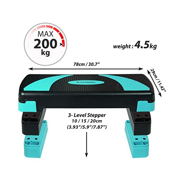 arteesol-Aerobic-Stepper-Fitness-Step-Exercise-Stepper-Adjustable-Step-Platform-for-Exercise-3-Height-Level-101520CM-max-250Kg-Anti-Slip-for-HomeGymOffice-Routines-Fitness-Traing arteesol Stepper, Aerobic Step Bench, Height-Adjustable Stepper with 3 Levels (10/15/20 cm) Fitness Workouts, Compact…