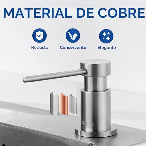 CEICPA Soap Dispenser for Kitchen, Soap Dispenser for Sink with 500 ml Bottle and 1.2 m Extension Hose, 360° Rotating Pump, Brushed