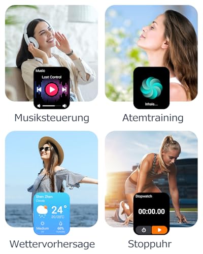 GRV Smartwatch, Unisex Fitness Watch with Heart Rate Monitor, Pedometer, Sleep Monitor, 9 Training Modes