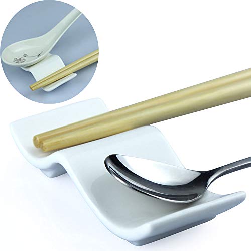 Ceramic Chopsticks Rest Rack Set of 6pcs,Chinese Style Dinner Spoon Stand Knife Fork Holder Porcelain Chopsticks Stand - Thumbnail 7