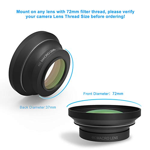 Wide Angle Lens, 72MM 0.39x HD Camera Camcorder Wide Angle Lens with Macro Portion Camera Lenses Kit for Digital Video Camera Camcorder