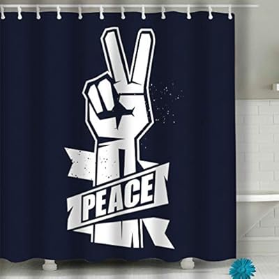 Amazon Com Zexuandiy Hand Gesture Peace Sign Ribbon Drawing Bathroom Decor Sets With Hooks Shower Curtain 60 X72 Kitchen Dining