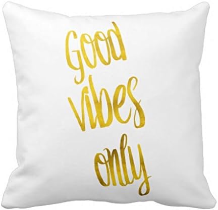 Good Vibes Only Quote Gold Faux Foil Vibe Quotes Throw Pillow Case