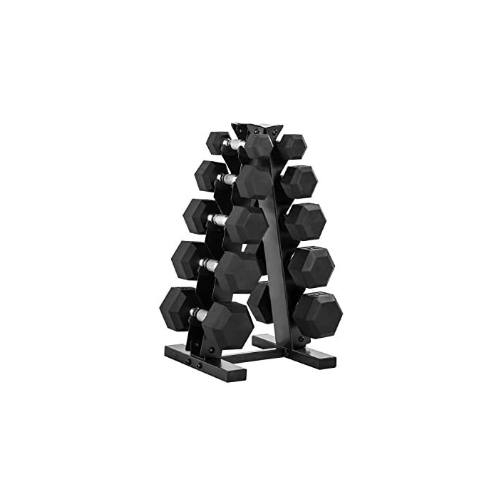 CAP Barbell Rubber Coated Dumbbell Set with Storage Rack (525 Lb Set