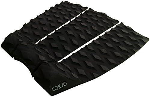 Corso 'Black Out' - 3 Piece Traction Pad for Surfing - 3M Adhesive. Stomp / Grip / Tail Pad for All Boards - Surfboards, Shortboards, Longboards, Skimboards.