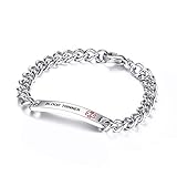 VEBE BLOOD THINNER- 8mm Surgical Steel Medical Alert ID Idenfication Chain Bracelets, Black Deep Engraving