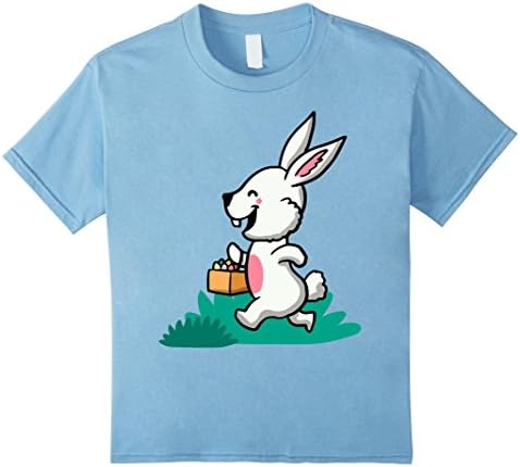 Kids Easter 2017 T-shirt Cute Rabbit Closed Eyes Carry Eggs 10 Baby Blue