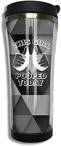 EQQ This Girl Pooped Today Flip Top Lid Double Wall Stainless Steel Mug Hot Cold Tumbler With Liquid Tight Travel Mug Vacuum Sealed Tumbler Drink Bottle