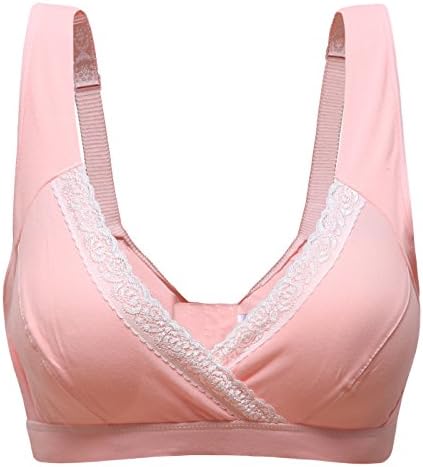Unilove Wirefree Maternity Nursing Bra Seamless Adjustable Cotton Sleep Bralette with Bra Extender (XXL, Pink)