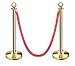 2 pcs Red Velvet Stanchion Rope, 5 Feet Crowd Control Safety Barriers with Polished Gold Hooks, Thick Stanchion Queue Barrier Rope for Carpet Events Movie Theaters Grand Openings