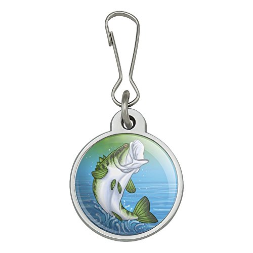 Bass Fish Jumping out of Water Fishing Jacket Handbag Purse Luggage Backpack Zipper Pull Charm