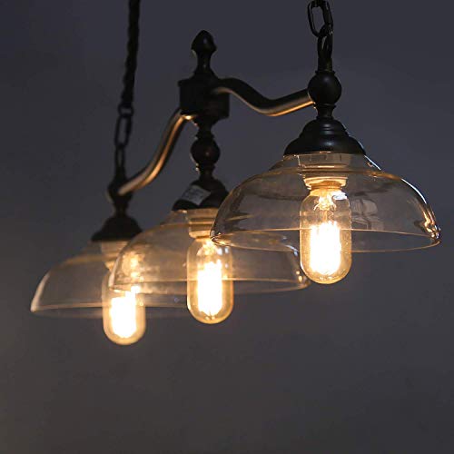 LOG BARN A03297 Farmhouse Style Island Lighting, 3-Light Linear Chandeliers Kitchen Light Fixture with Glass Shades