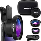 Cell Phone Lens Attachment | ZWARTpro 2 in 1 Wide Angle &amp; Macro Camera Lens Kit for iPhone, iPad and Most Android Mobiles Phones &amp; Tablets + Protective Case (Bigeye 53mm)