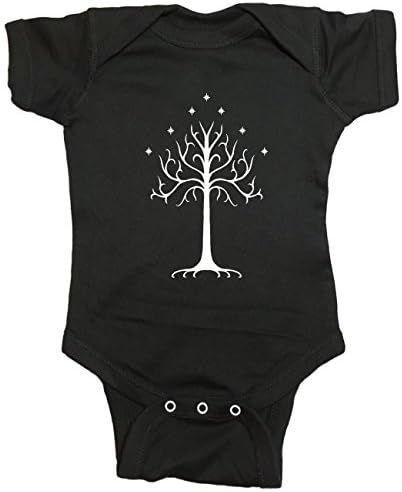 Ilion Clothing Co Lord Of The Rings Baby One Piece White Tree Of Gondor Bodysuit (6 Month, Black)
