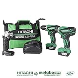Hitachi KC10DFL2 12-Volt Peak Cordless Lithium Ion Driver Drill and Impact Driver Combo Kit (Lifetime Tool Warranty)