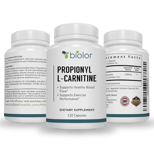Biovy High Absorption Propionyl-L-Carnitine (PLCAR) No Artificial Fillers - Effective Propionyl L Carnitine HCL Supplement to Support Blood Circulation - 120 Capsules