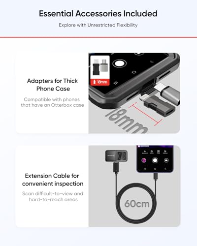 Hikmicro Minie Thermal Camera iPhone & Android, 192 * 192 SuperIR Resolution, Thermal Imaging Camera No Battery for Phone/Tablet, USB C/Lightning Port,Support iPhone 15/16/17 iOS