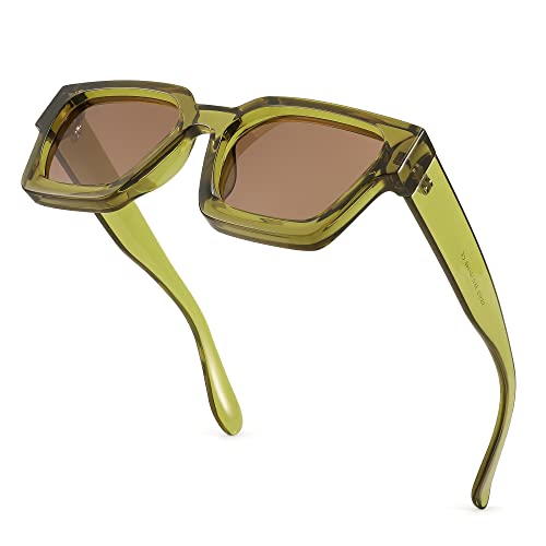 FEISEDY Gafas de sol cuadradas retro de los 90 para mujer Hombre Lentes de sol rectangulares de moda con protección UV400 B2385