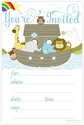 Noahs ark invitations - baby shower, baptism, any occas…