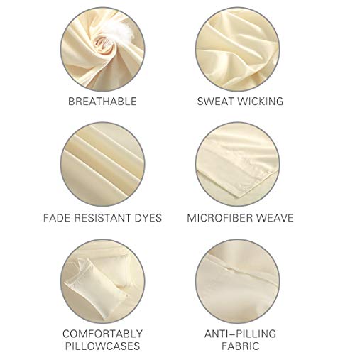 Abakan Bed Sheets Set 3 Piece Microfiber 1800 Series Hotel Luxury Bedding Sheet Breathable, Wrinkle Fade Resistant Soft Sateen Weave Deep Pockets Bedding Set (Twin, Ivory)