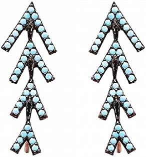 Ear Climber Crawler Cuff Arrow Earrings Turquoise Rose Gold Plated