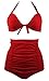 COCOSHIP Retro Red Elegant High Waisted Bikini Chic Swimsuits Halter Bathing Suit XXXL(US14)
