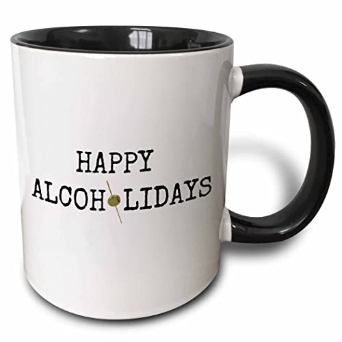 3dRose happy alcoholidays black letters with picture of olive on white back 11o…