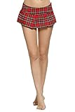Avidlove Women Schoolgirl Skirt Cosplay Sleepwear Plaid Mini Pleated Dress Red (FBA) M