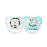Ulubulu Holiday Pacifier, Christmas Snowman and Let it Snow, 6-18 Months