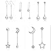 925 Sterling Silver Pearl Long Dangle Drop Earring for Women Crystal Moon Star Charms