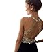 YuNuo Sparkly Crystal Beading Prom Dresses Long 2018 Sexy Open Back Party Ball Gown Scoop Bridesmaid Dresses Black-US12