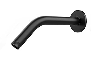 Shower Arm with Flange, 6 Inch Matte Black Shower Pipe, Wall Mount Replacement Angle Shower Head Extension Arm for Fixed Show