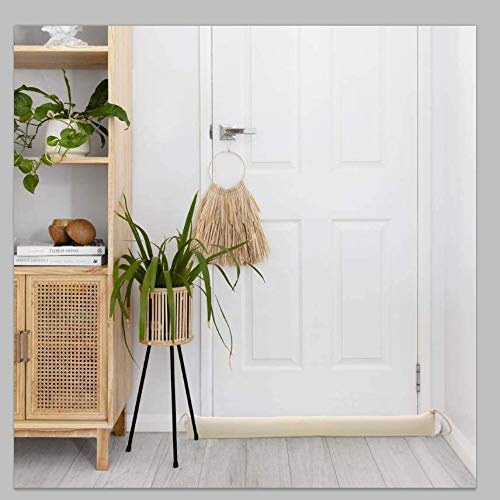 HanYun Door Draft Stopper, (36\'\' x 3\'\', 4.9lb) Heavy Duty Activated Bamboo Charcoal Under Door Draft Blocker Snake Noise Proof Weather Air Blocker Beige
