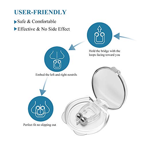 Balhvit Anti Snoring Devices, Silicone Magnetic Anti Snore Nose Clip to Ease Breathing, Set of 4 Nose Vents as Snoring Solution, Comfortable & Effective Stop Snoring Sleep Aid for Men Women